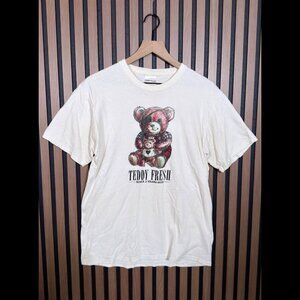 Teddy Fresh T Shirt Medium Men’s White Bear Graphic Short Sleeve Basic Tee
